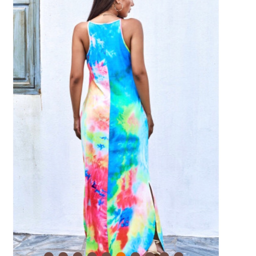 Last one small Multi colored Tie-dye maxi dress - Picture 5 of 10